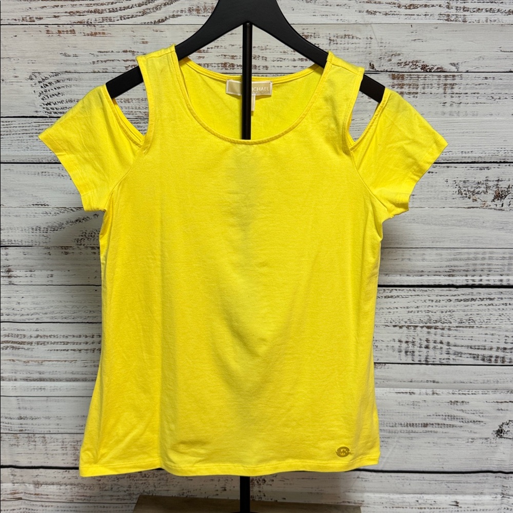 NWT Michael Kors Yellow Cold Shoulder Tee